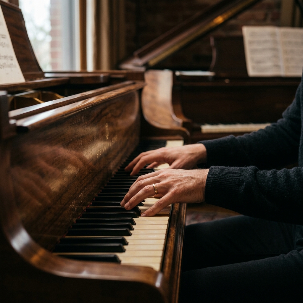 Hands playing piano